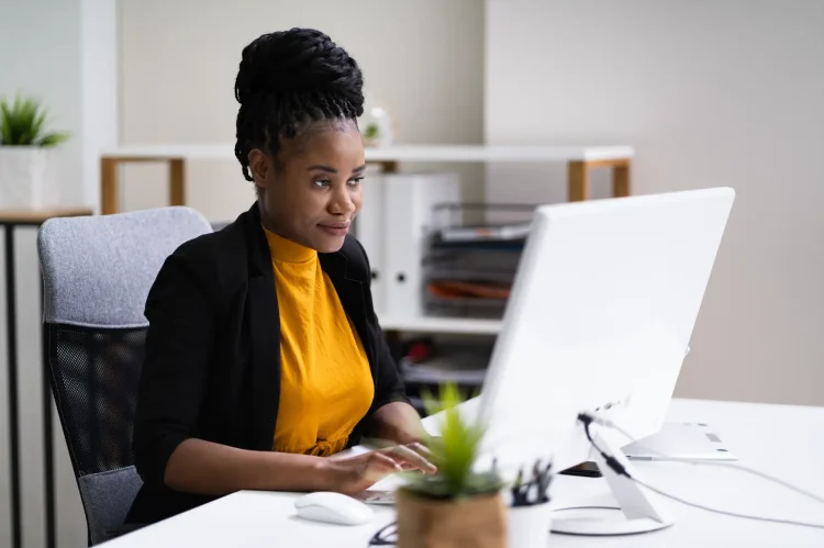 Woman at desk in office